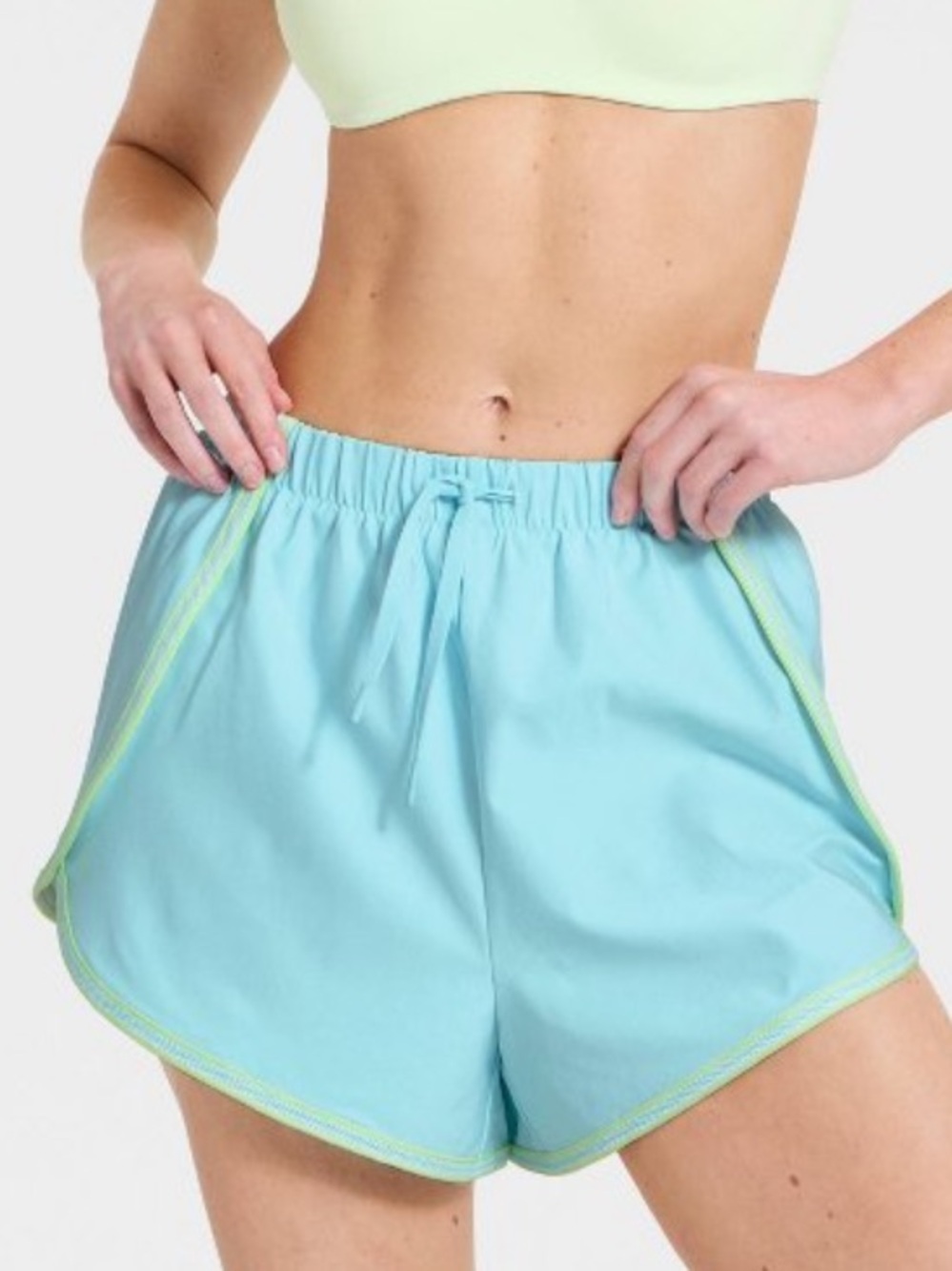 all in motion woven pop trim shorts 3" light blue NWT 4
